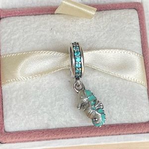 Pandora Tropical Seahorse Sterling Silver 925 Turquoise Enamel & CZ Charm